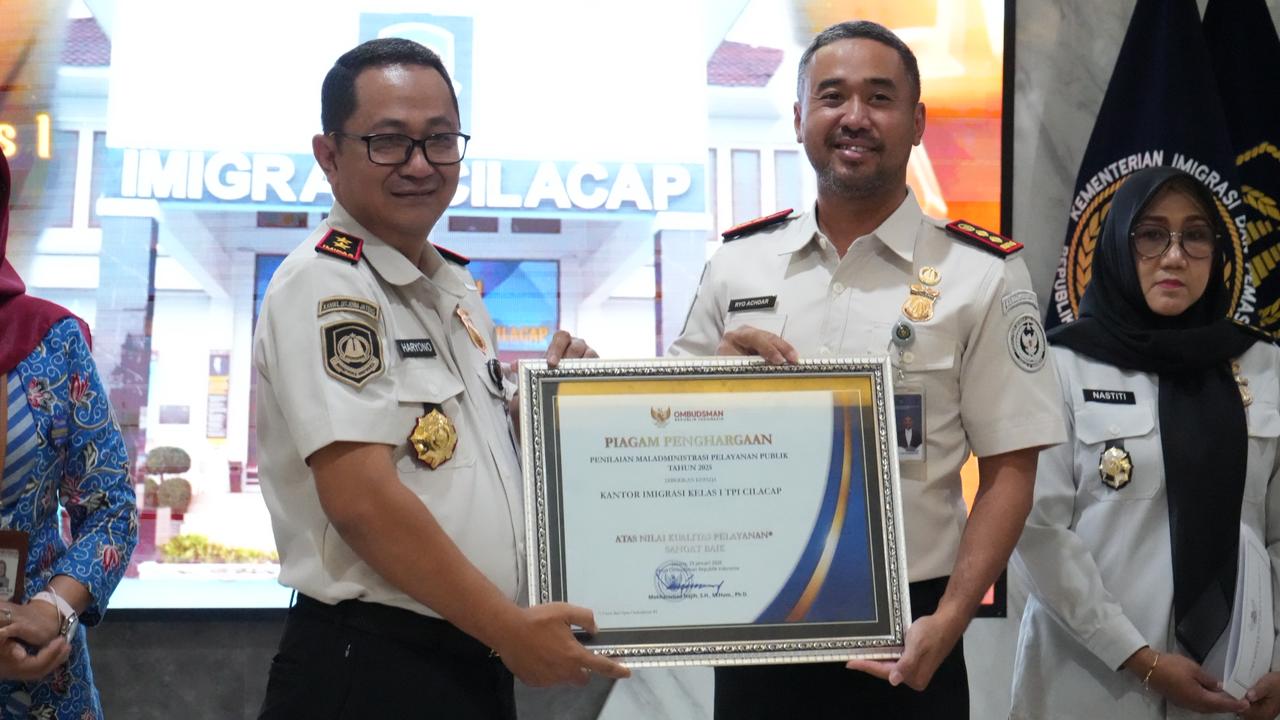 Imigrasi Cilacap Masuk Zona Hijau, Raih Nilai 88,12 Predikat “Sangat Baik” dari Ombudsman RI